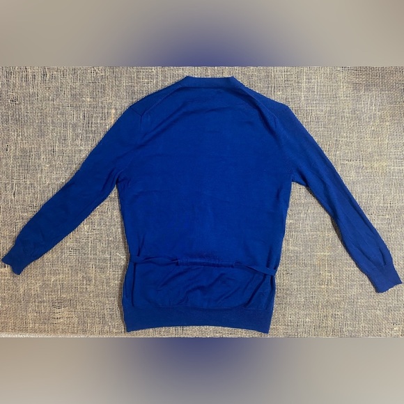 J. Crew Merino Wool Blue Cardigan w/Tie Waist, Size XXS, Dry Clean, Pockets - Picture 5 of 8